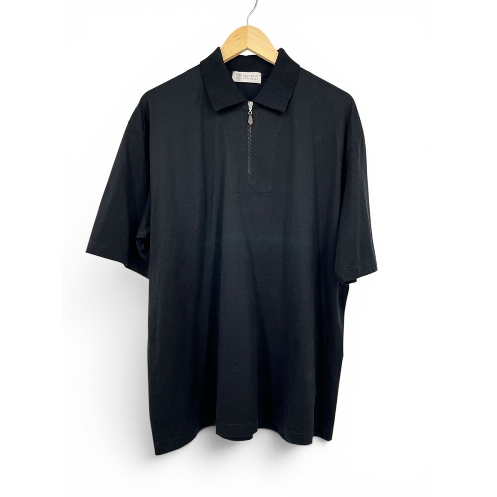 Brunello Cucinelli knit polo shirt , fine-knit, short-sleeve Size 56